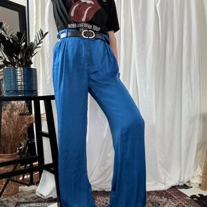 BCBGMAXAZRIA women’s cobalt blue satin tailored pants - size large